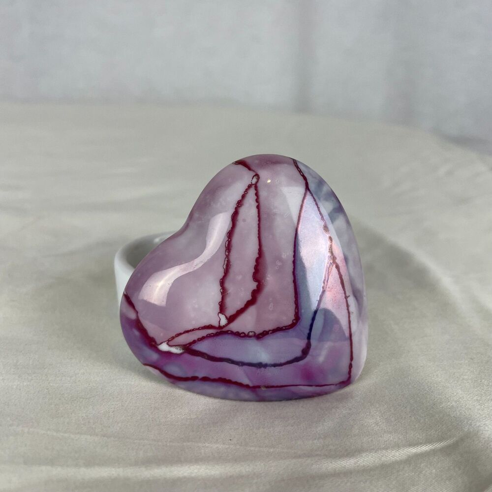 Amethyst Porcelain Heart Shaped Trinket Box